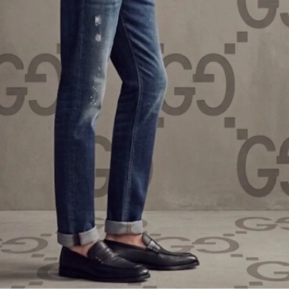 Authentic Gucci luxury designer mens signature black leather designer loafers 13